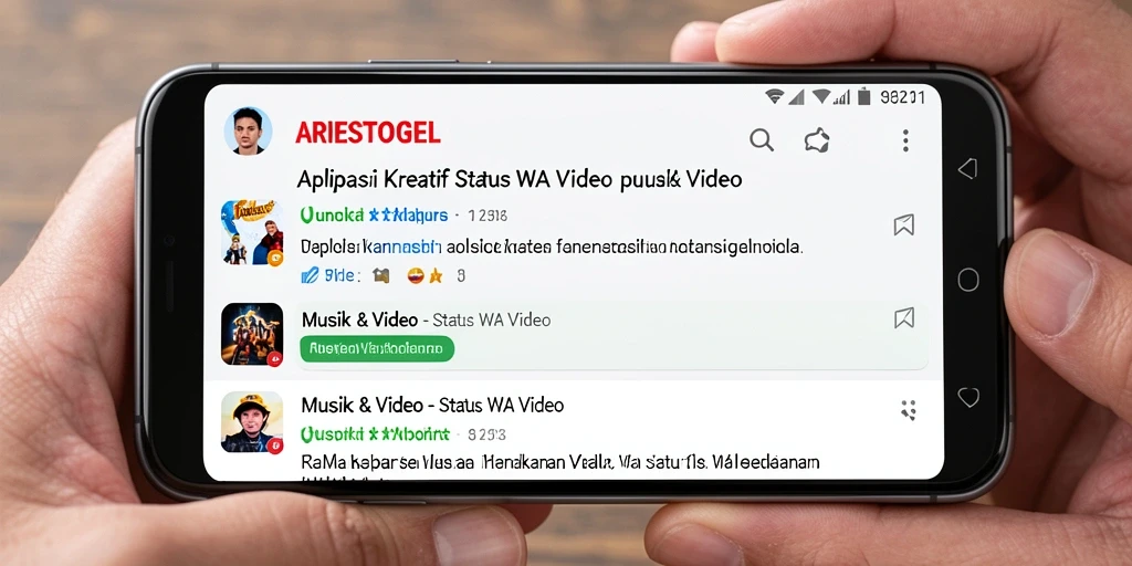 Tampilan antarmuka ARIESTOGEL dengan berbagai pilihan video musik.
