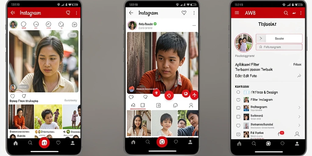 Tampilan antarmuka <strong>AW8</strong> yang intuitif dengan filter Instagram yang menarik.