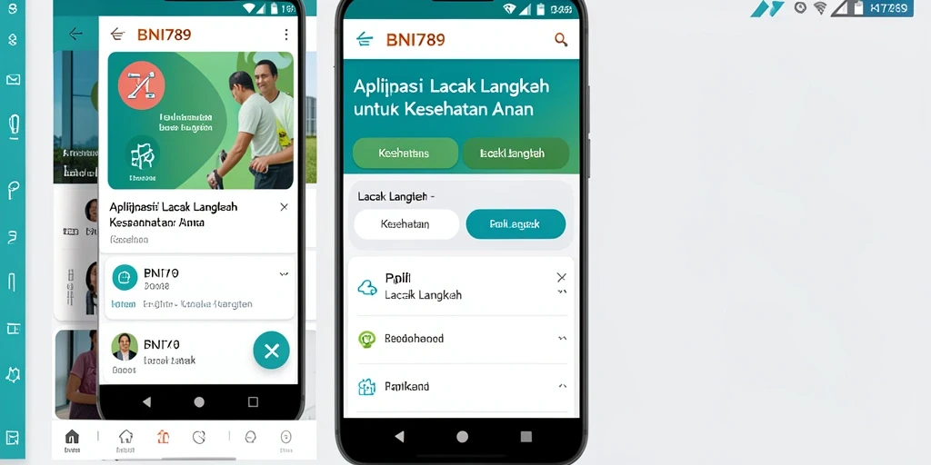 Antarmuka BNI789 menampilkan grafik langkah harian dengan mudah.