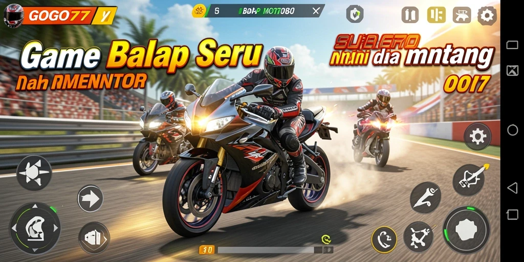 Antarmuka GOGO77 menampilkan balapan motor yang seru dan mendebarkan.