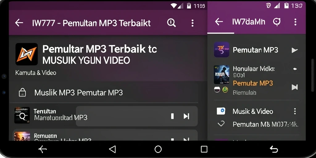Tampilan antarmuka IW777 yang sederhana namun menarik untuk Pemutar MP3.