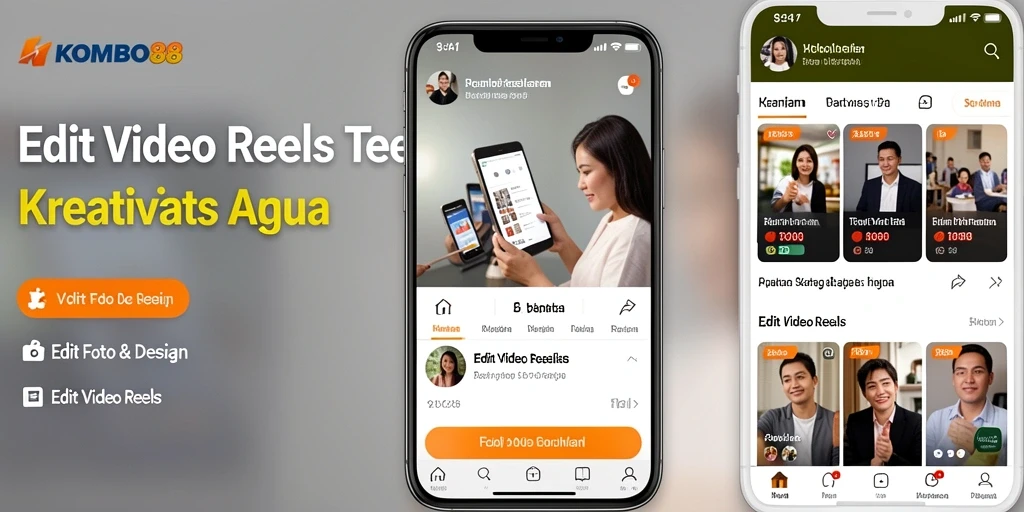 Tampilan antarmuka KOMBO88 untuk edit video reels yang user-friendly.