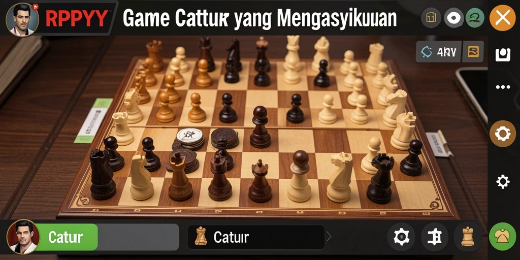 Tampilan antarmuka permainan catur RPYYY yang menarik dan interaktif.